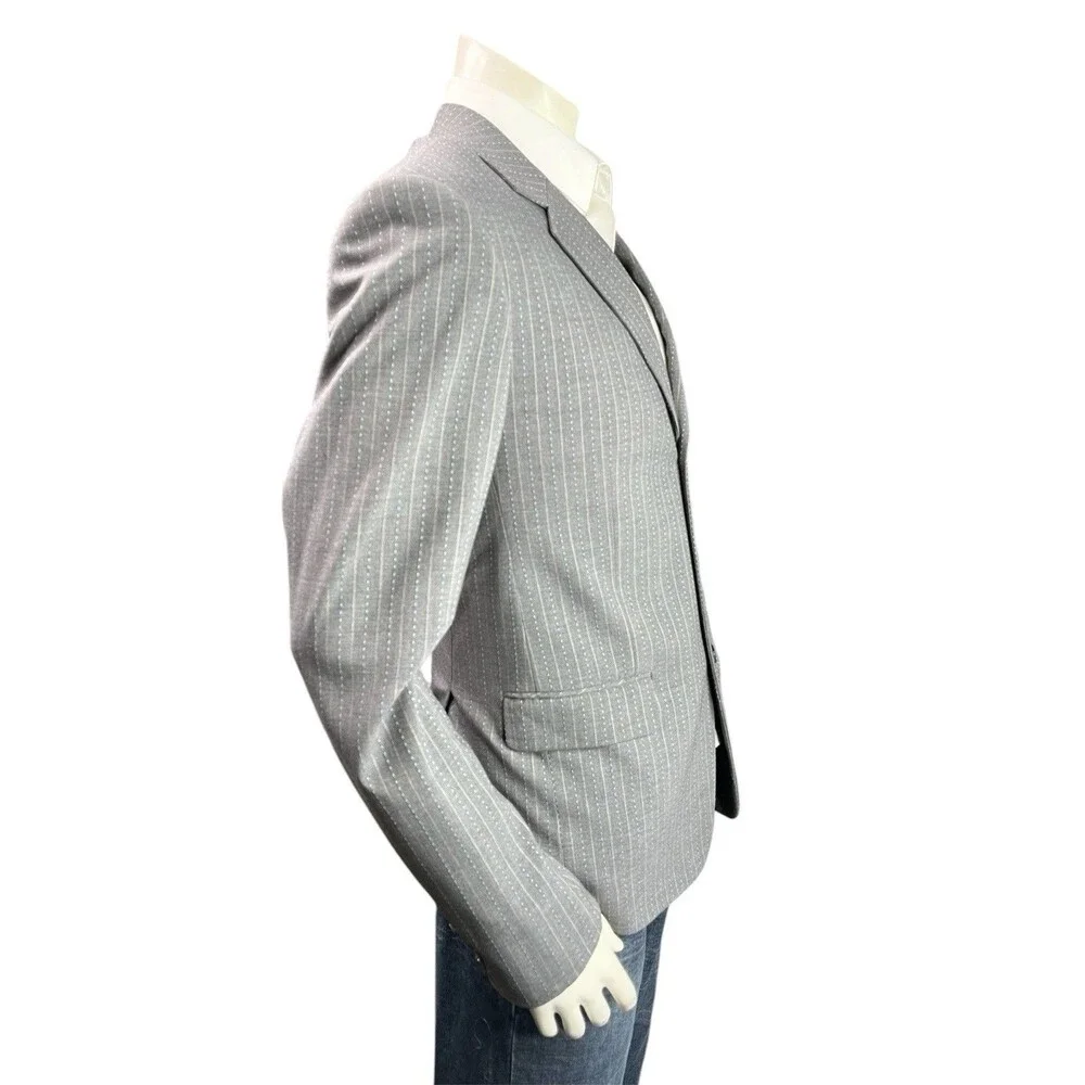 Giovanni Valentino Blazer Mens 34R Notched Lapel Gray Striped Sport Jacket